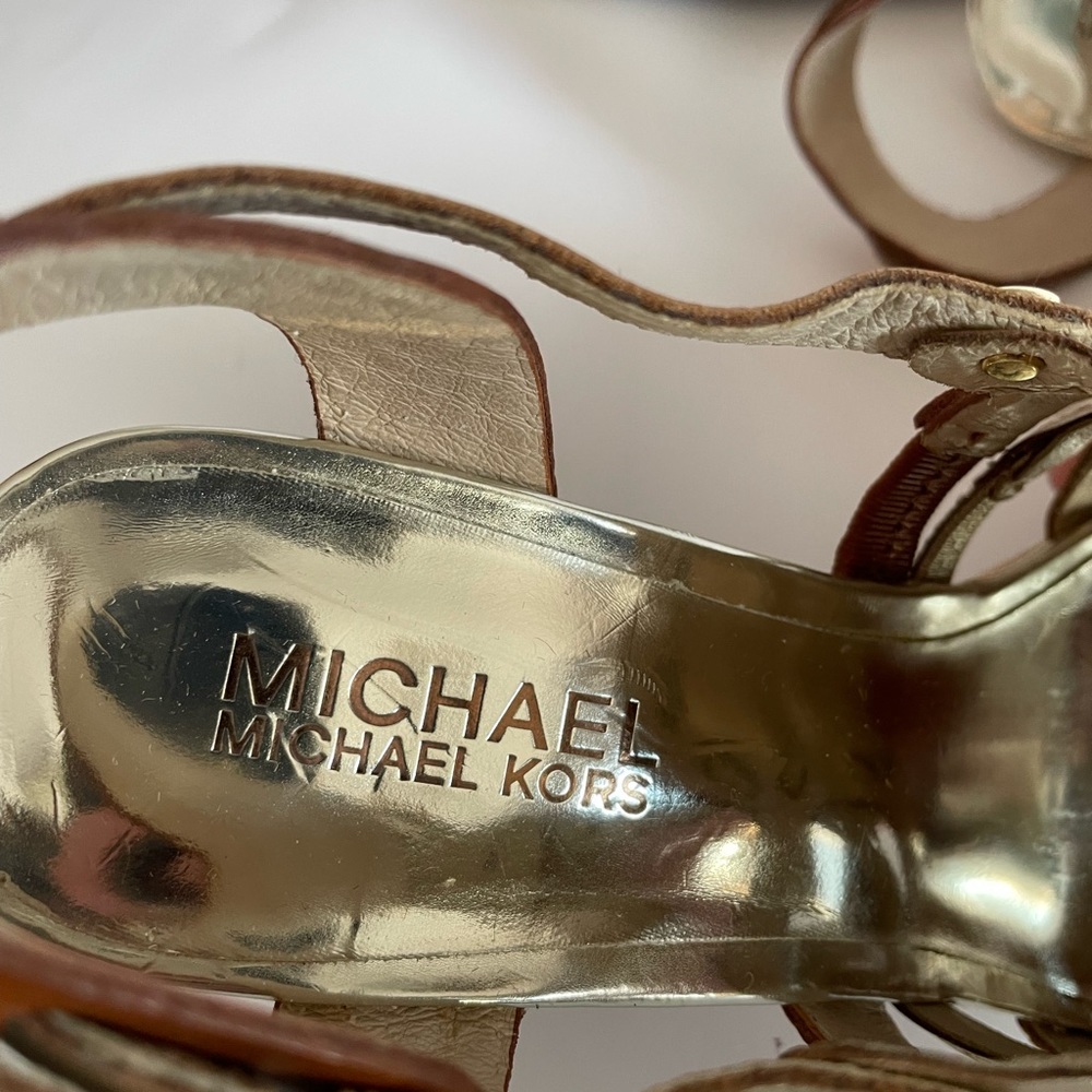 MICHAEL Michael Kors Brown and Gold Slingback Heel  Sandals size 6M - Picture 4 of 7